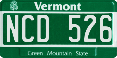 VT license plate NCD526