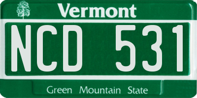 VT license plate NCD531