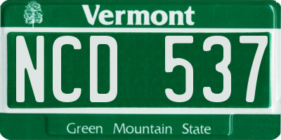 VT license plate NCD537