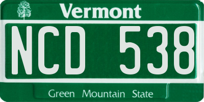 VT license plate NCD538