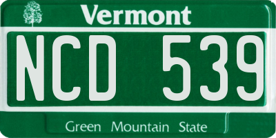 VT license plate NCD539
