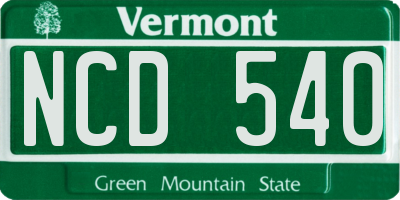VT license plate NCD540
