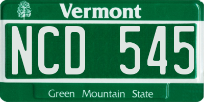 VT license plate NCD545