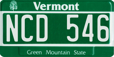 VT license plate NCD546