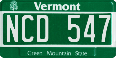 VT license plate NCD547