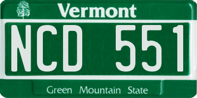 VT license plate NCD551