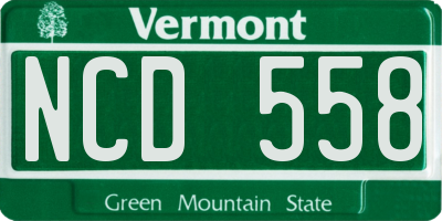 VT license plate NCD558