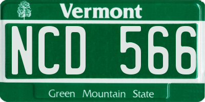 VT license plate NCD566