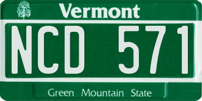 VT license plate NCD571