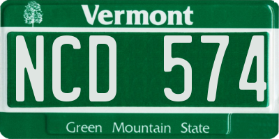 VT license plate NCD574