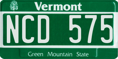 VT license plate NCD575