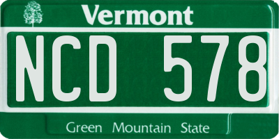 VT license plate NCD578