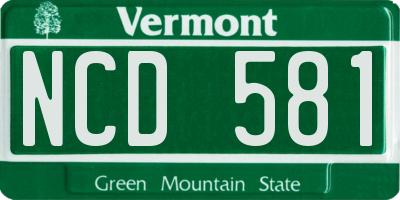 VT license plate NCD581