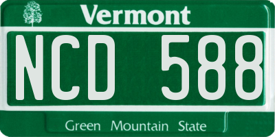 VT license plate NCD588