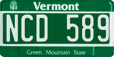 VT license plate NCD589