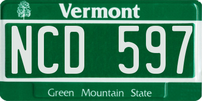 VT license plate NCD597