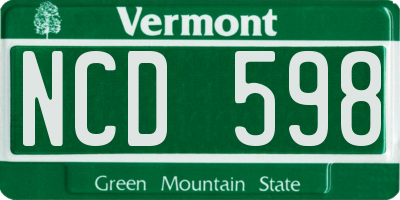 VT license plate NCD598