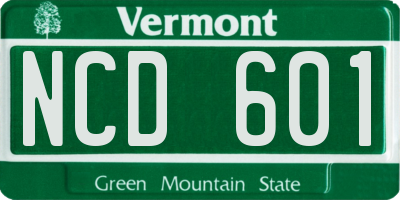 VT license plate NCD601