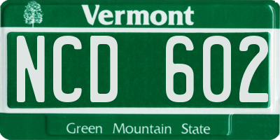VT license plate NCD602