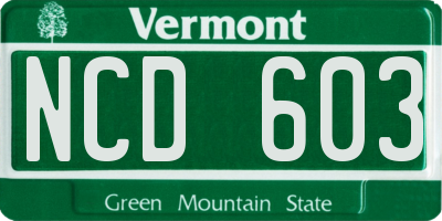 VT license plate NCD603