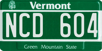 VT license plate NCD604