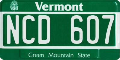 VT license plate NCD607