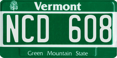VT license plate NCD608