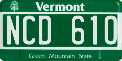 VT license plate NCD610