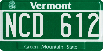 VT license plate NCD612