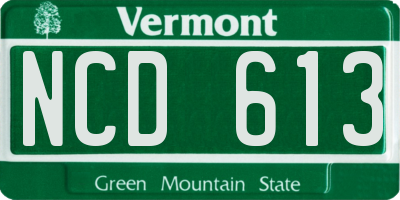 VT license plate NCD613