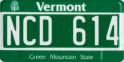 VT license plate NCD614