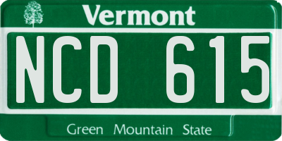 VT license plate NCD615