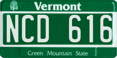 VT license plate NCD616