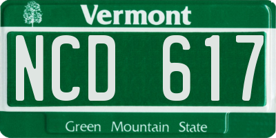 VT license plate NCD617