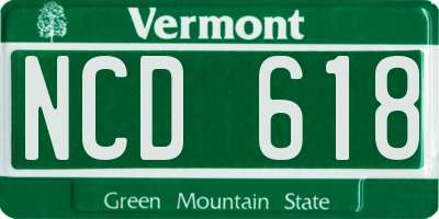 VT license plate NCD618