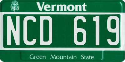 VT license plate NCD619
