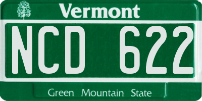VT license plate NCD622