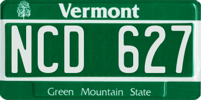 VT license plate NCD627