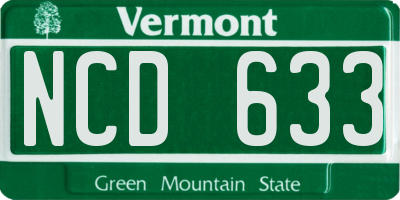 VT license plate NCD633