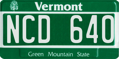 VT license plate NCD640