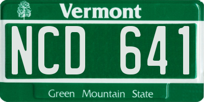 VT license plate NCD641