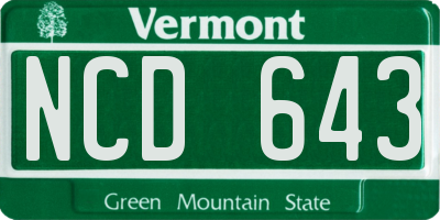 VT license plate NCD643