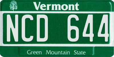 VT license plate NCD644