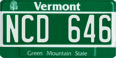 VT license plate NCD646
