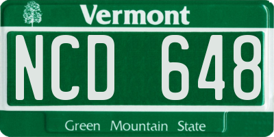 VT license plate NCD648