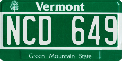 VT license plate NCD649