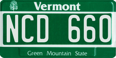 VT license plate NCD660