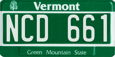 VT license plate NCD661
