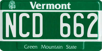 VT license plate NCD662