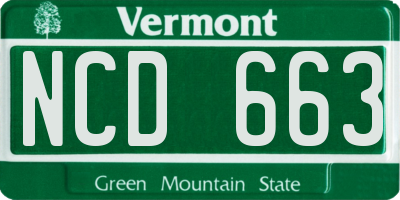 VT license plate NCD663
